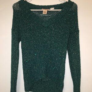 Small Mudd Sequined Long Sleeve V Neck Top